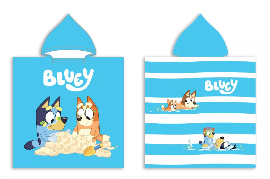 Детско плувно пончо с качулка Bluey – 100% полиестер, 100x50 см, за плаж и басейн