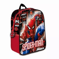 Черно-червена 3D детска раница Spider-Man "Power" в динамична поза, размер 30x24x8 см, подходяща за градина