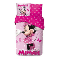 детско двулицево спално бельо Minnie Mouse – памучен комплект 140/200 см