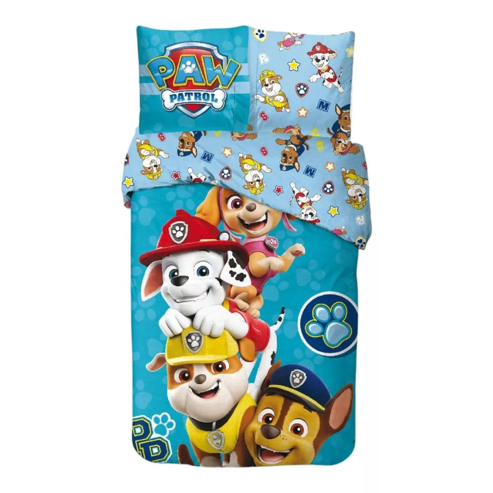  Детско двулицево спално бельо Paw Patrol – 100% памук, плик 140x200 см и калъфка 65x65 см