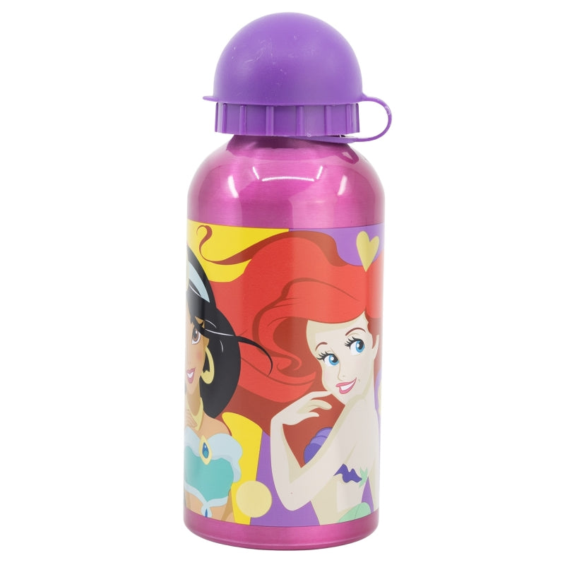 Бутилка за вода, алуминиева, Disney princess, 400мл с цветни изображения на принцеси.
