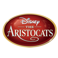 Лого на Disney The Aristocats с нотки и златиста рамка.