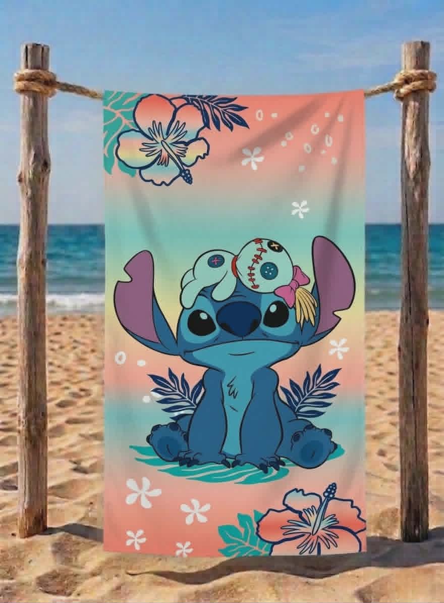  Детска хавлия за плаж Stitch – 140x70 см, бързо съхнеща, за плаж и басейн
