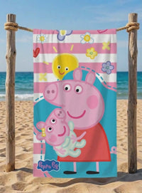 Детска хавлия за плаж Peppa Pig – 140x70 см, бързо съхнеща, за плаж и басейн