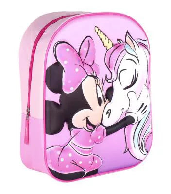 3D раница за детска градина Minnie Mouse с изображение на Мини Маус и еднорог.