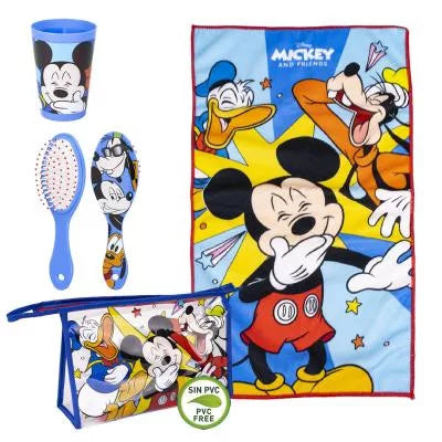 Тоалетни принадлежности Mickey Mouse - комплект с четка, чаша и кърпа, идеален за деца.
