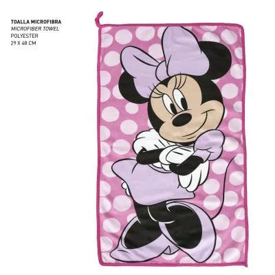 Тоалетни принадлежности Minnie Mouse, микрофибърна хавлия с изображение на Мини Маус, розова и черна.