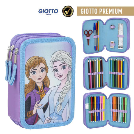 Ученически несесер Frozen - С 3 ципа с рисунки на Ана и Елза, идеален за детски игри и учебни нужди.