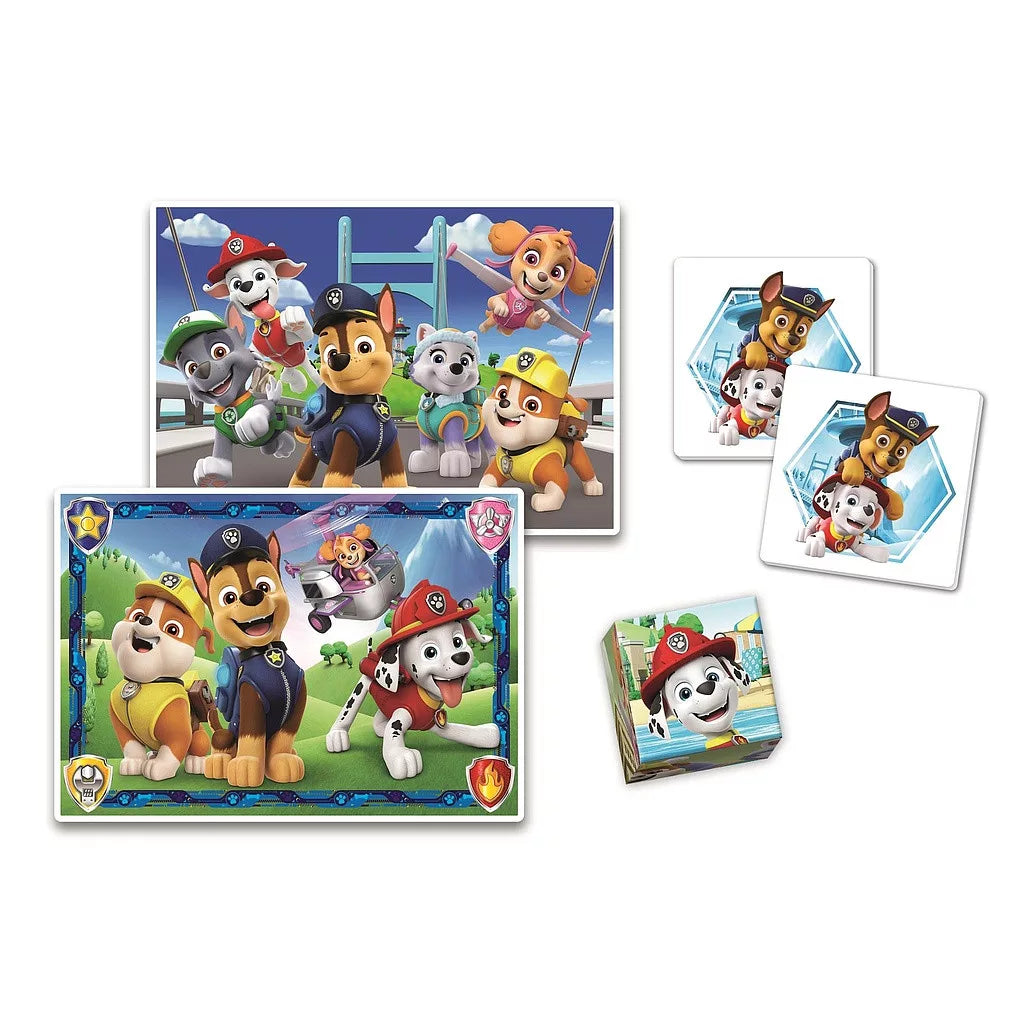 Комплект игра/пъзел, 4 в 1 Clementoni Paw Patrol с изображения на любимите герои.