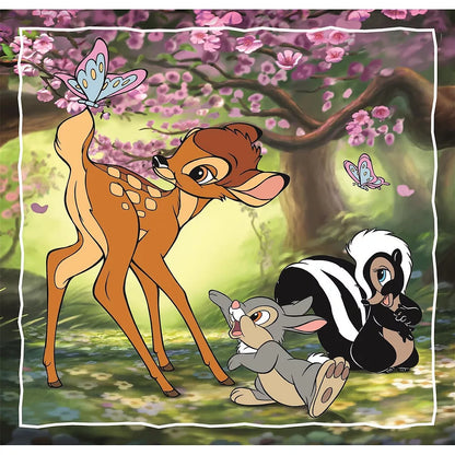 Детски пъзел 3 в 1, Disney Classic, Clementoni 3x48 части с Бambi и приятели в цъфтяща гора.
