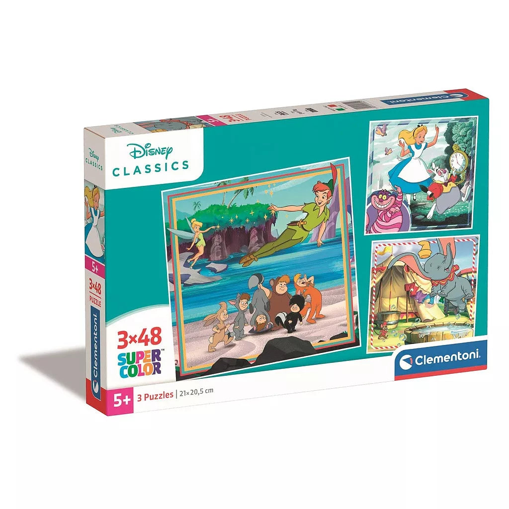 Детски пъзел 3 в 1, Disney Classic, Clementoni 3x48 части - цветен комплект с любимите герои на Дисни