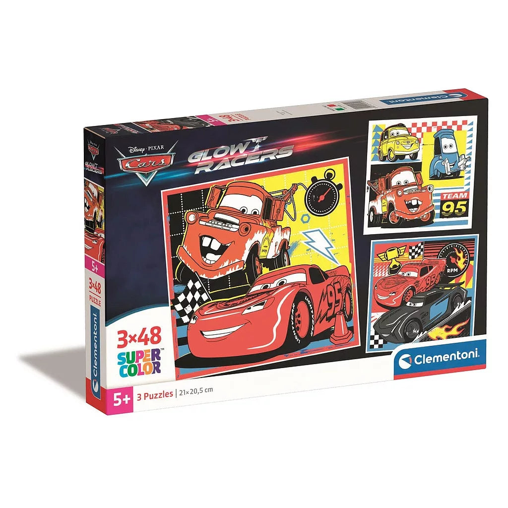 Детски пъзел 3 в 1, Disney cars, Clementoni 3x48 части с Темата на Маккуин и неговите приятели.