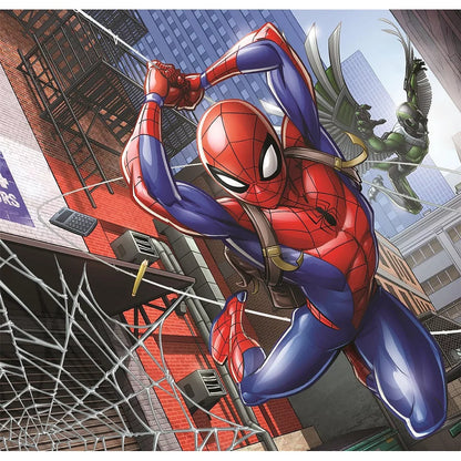 Детски пъзел 3 в 1, Spiderman Clementoni 3x48 части с изображение на Спайдърмен в действие.
