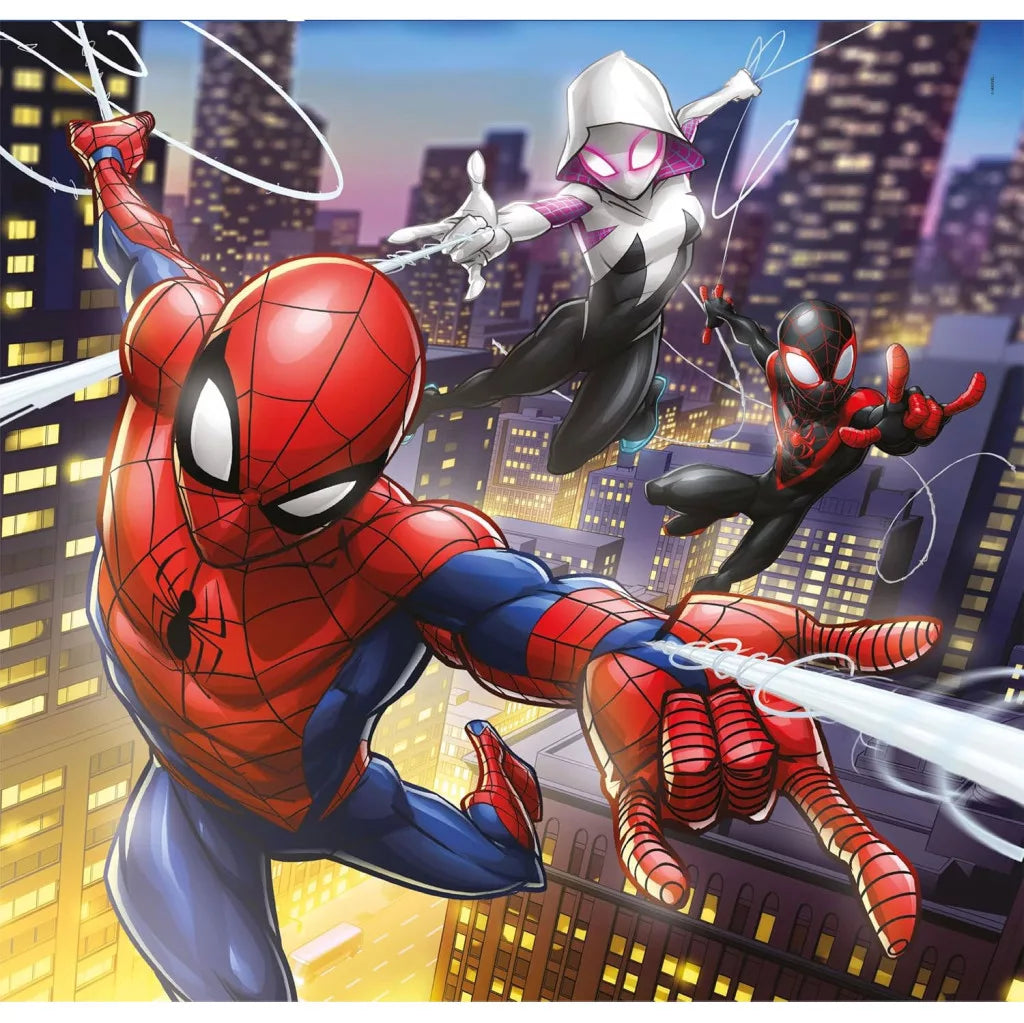 Детски пъзел 3 в 1, Spiderman Clementoni 3x48 части с Изображение на Спайдърмен и други персонажи в действие.