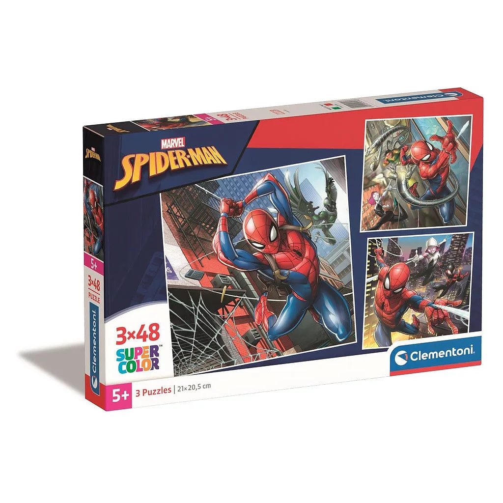Детски пъзел 3 в 1, Spiderman Clementoni 3x48 части - забавна играчка за деца над 5 години.