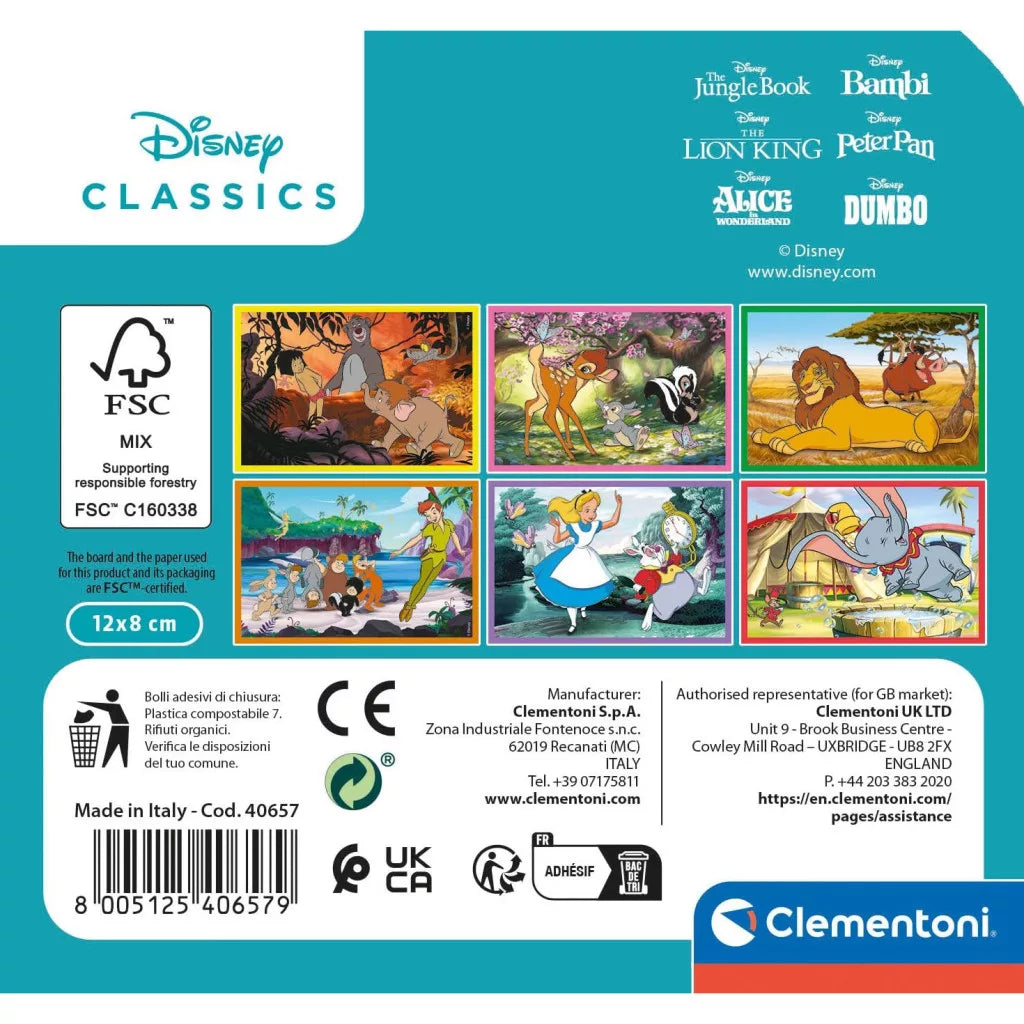Детски пъзел Clementoni, Disney Classics, 6 кубчета с ярки сцени от анимационни филми.