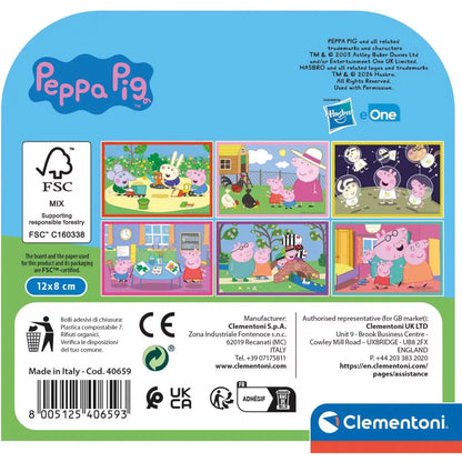 Детски пъзел Clementoni, Peppa Pig, 6 кубчета с ярки сцени от филма, насърчаващ визуалното възприятие.