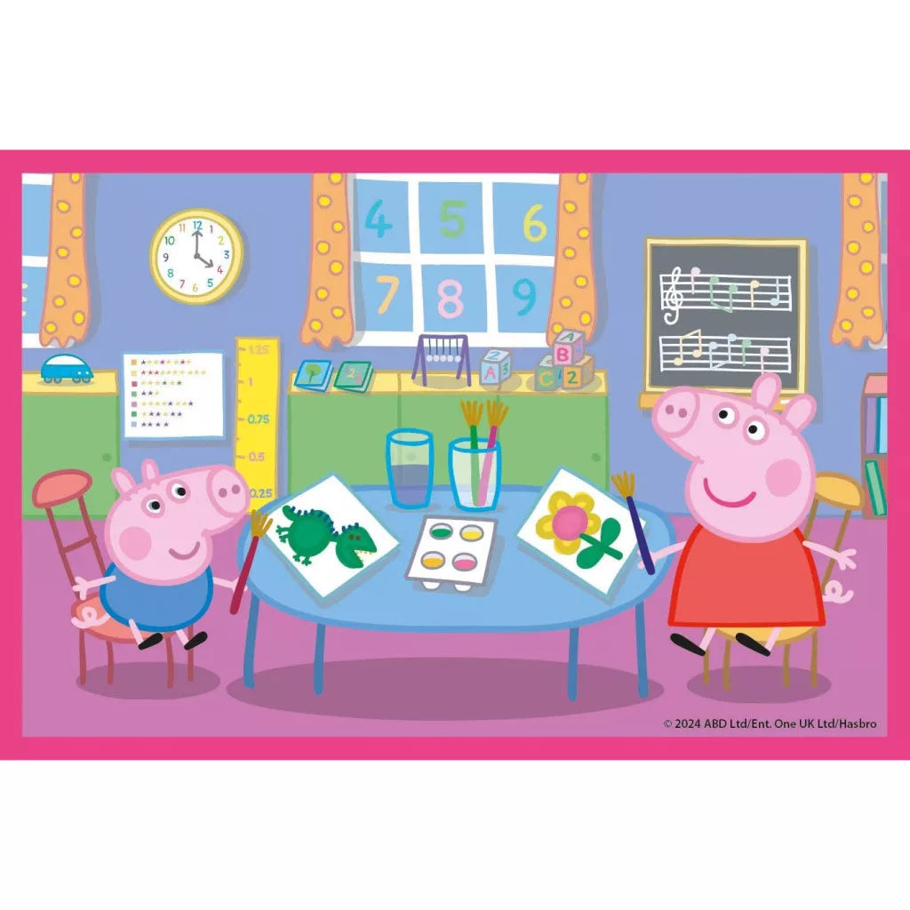 Детски пъзел Clementoni, Peppa Pig, 6 кубчета с весели сцени от детската стая на Пепа Пиг.