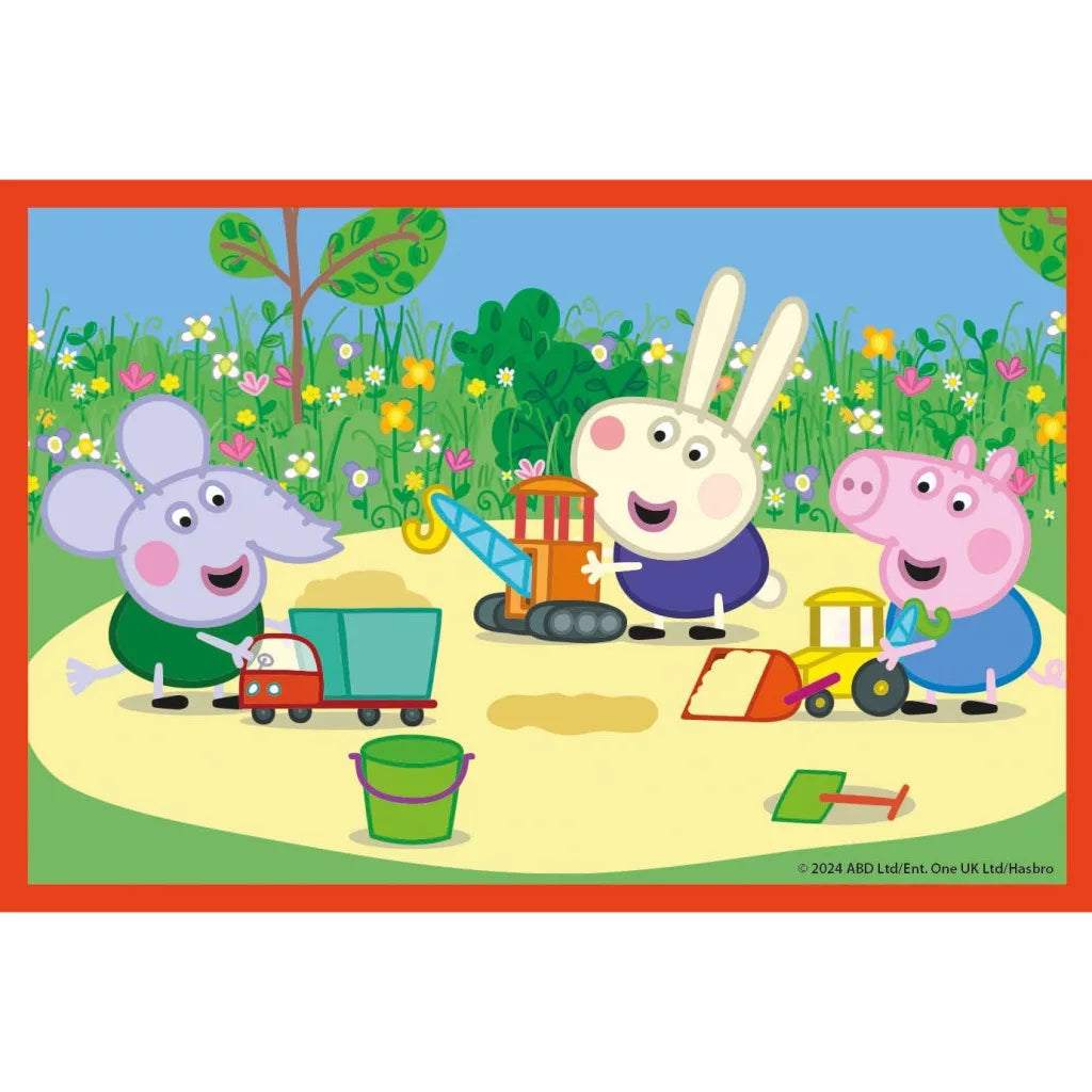 Детски пъзел Clementoni, Peppa Pig, 6 кубчета, с картино на героите Пепа Пиг, играещи на детска площадка.
