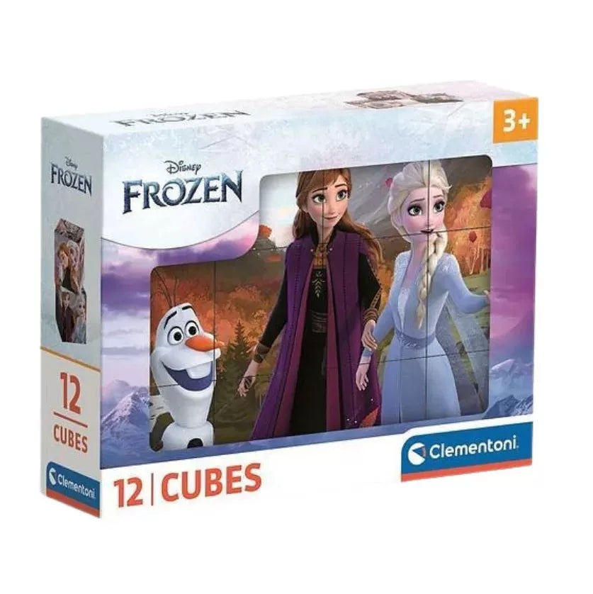 Детски пъзел Clementoni, Frozen, 12 кубчета - пакетиран продукт с героите на Леденото кралство.