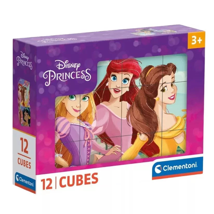 Детски пъзел Clementoni, Disney Princess, 12 кубчета - образователна играчка за деца над 3 години.