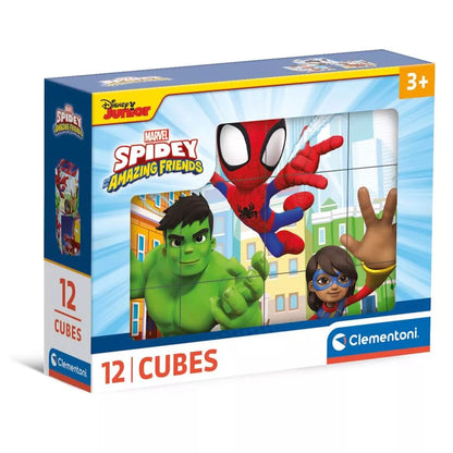 Детски пъзел Clementoni, Spidey, 12 кубчета с героите от Спайди и приятелите. Идеален за малки деца.