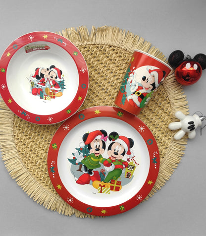 Детски комплект за хранене Mickey&Minnie Коледа с чиния, купа и чаша с оригинални герои от Дисни.