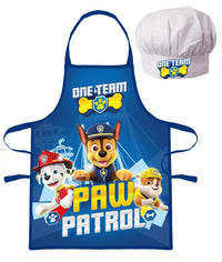 Детска престилка и шапка за готвене Paw Patrol с любимите герои от Пес Патрул.