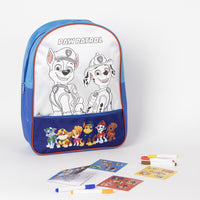 Детска раница за градина с комплект за оцветяване Paw Patrol и цветни маркери.