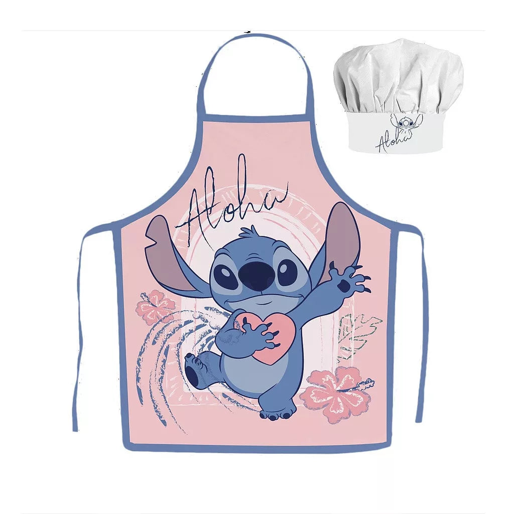 Детска престилка и шапка за готвене Stitch с дизайн на Стич, идеални за детски игри и подарък за момче.
