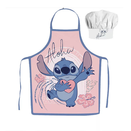 Детска престилка и шапка за готвене Stitch с дизайн на Стич, идеални за детски игри и подарък за момче.