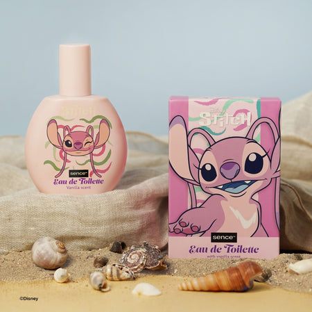 Детска тоалетна вода Disney Stitch, 100ml с аромат на ванилия, оригинална опаковка и бутилка.