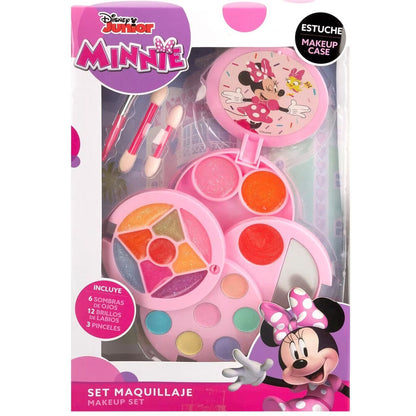 Детски грим комплект Minnie Mouse - безопасен грим за деца с цветни сенки и аксесоари в розова опаковка.