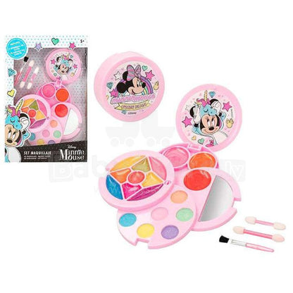 Детски грим комплект Minnie Mouse с безопасни и лесни за измиване цветове в розова кутийка.