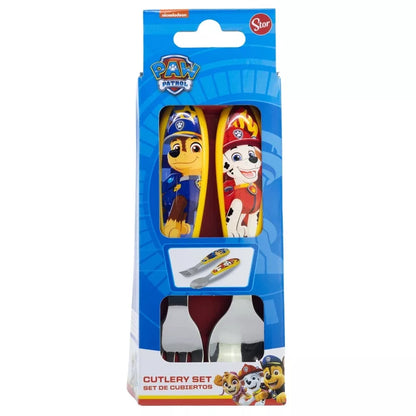 Детски прибори за хранене Paw Patrol - комплект с лъжица и вилица с любимите кученца.