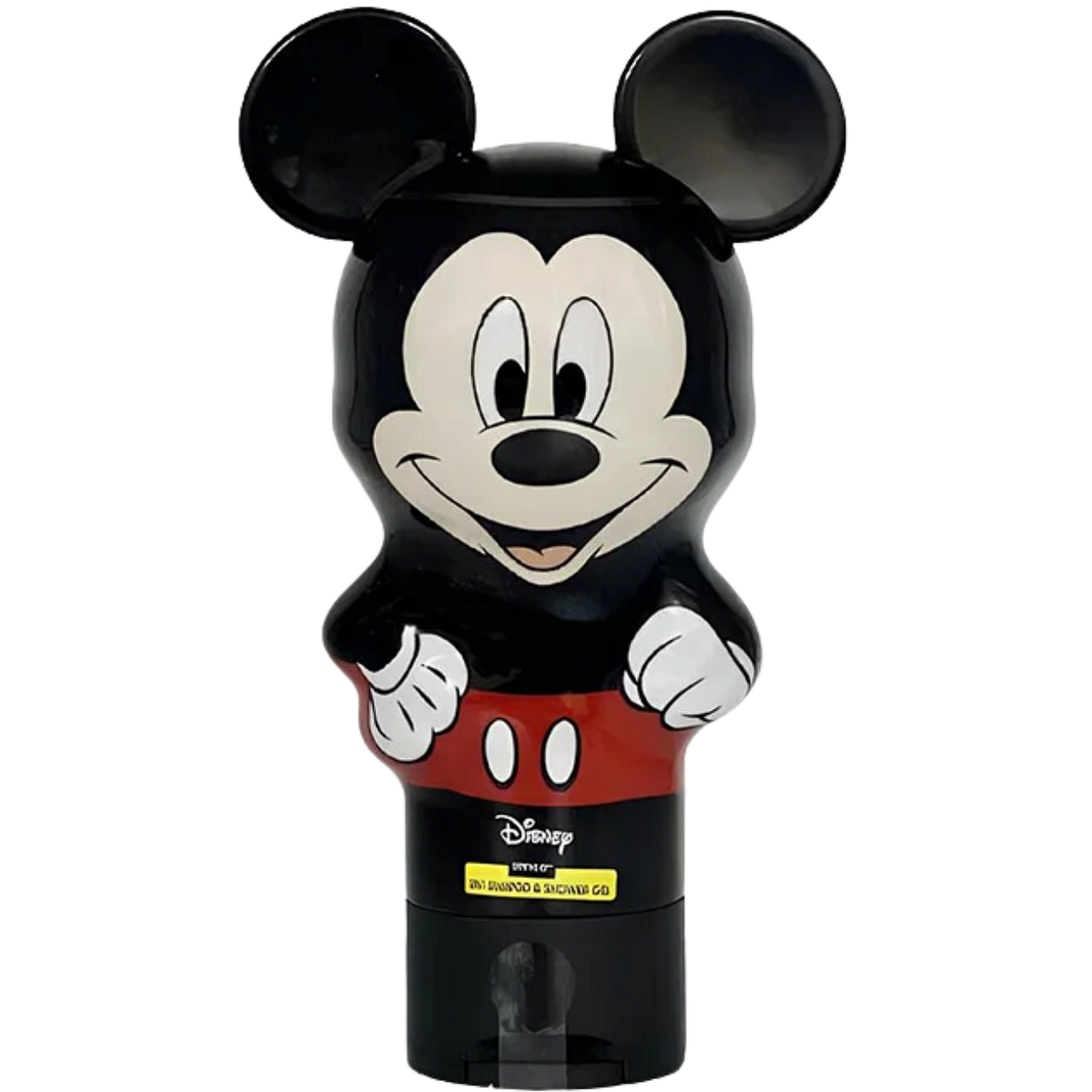 Детски шампоан и душ гел Mickey Mouse 2 in 1, 300 мл в опаковка с формата на Мики Маус