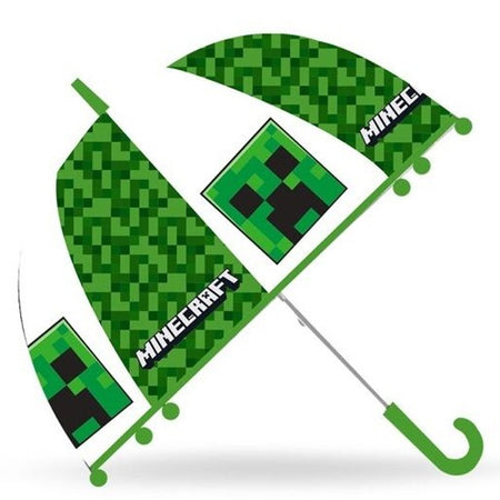 Детски чадър Minecraft с мотиви от играта, подходящ за детски игри и забавления през дъждовните дни.