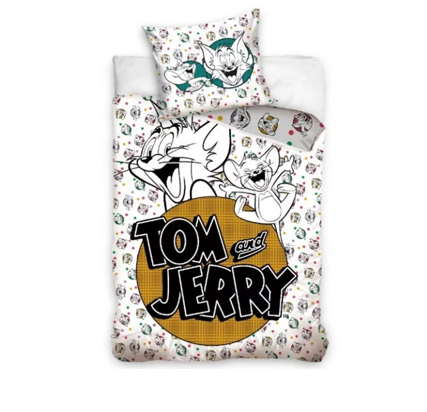 Детско двулицево спално бельо Tom & Jerry, 100% памук, комфорт и мекота, идеално за детска стая.