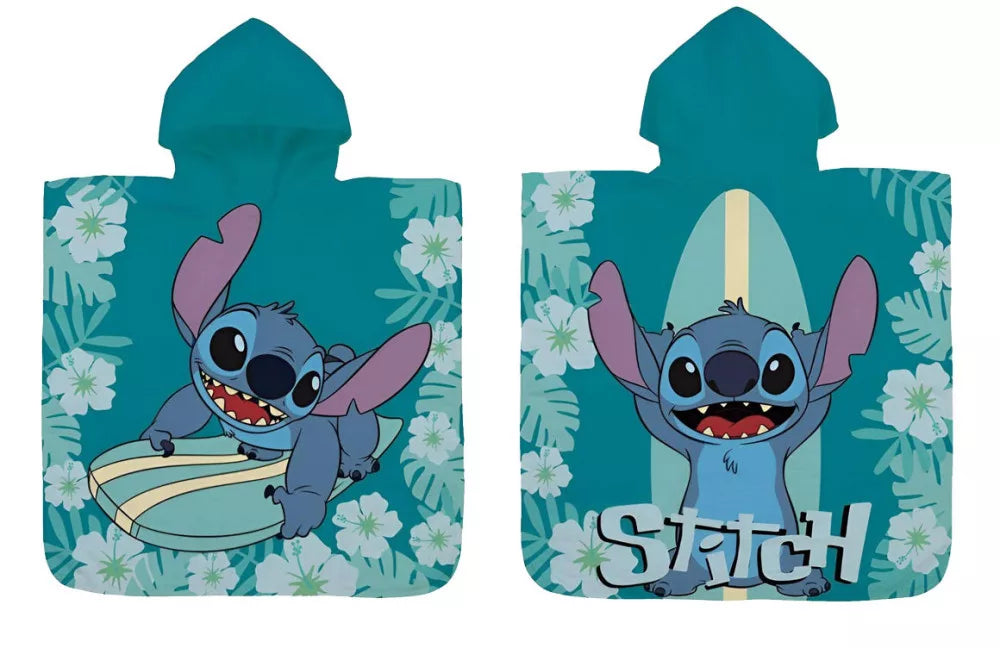 Детско пончо за плаж Stitch с изображение на Стич и цветя