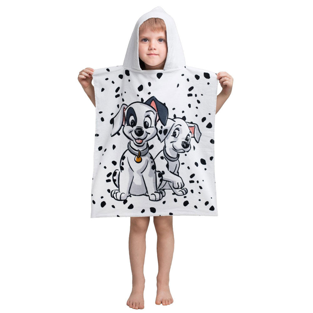 Детско пончо за плаж 101 Dalmatians с качулка, идеално за деца след къпане