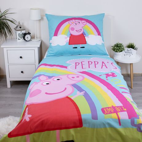 Детско спално бельо Peppa Pig с цветен дизайн и размери 100 х 135 см, идеално за детска стая.