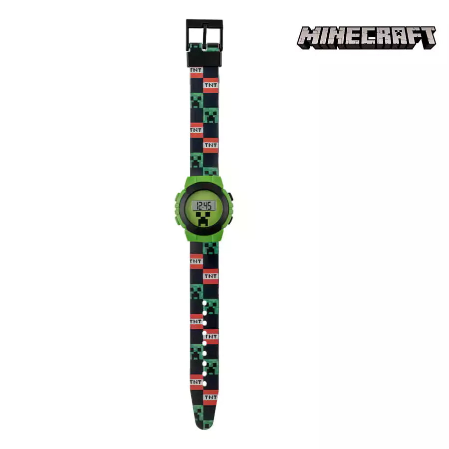 Дигитален детски часовник Minecraft с дизайн TNT и ярки цветове, идеален за малки изследователи.
