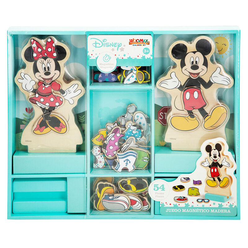 Disney Дървен Магнитен Комплект Mickey & Minnie – 54 Части с цветни фигури и аксесоари за детски игри.