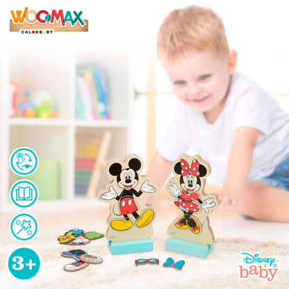 Disney Дървен Магнитен Комплект Mickey & Minnie – 54 Части с мики и мини, детска играчка за развиване на фината моторика.