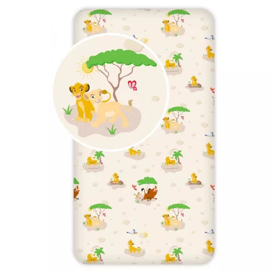 Долен чаршаф с ластик 90/200 The Lion King с цветни детайли и анимационни персонажи от Цар Лъв.
