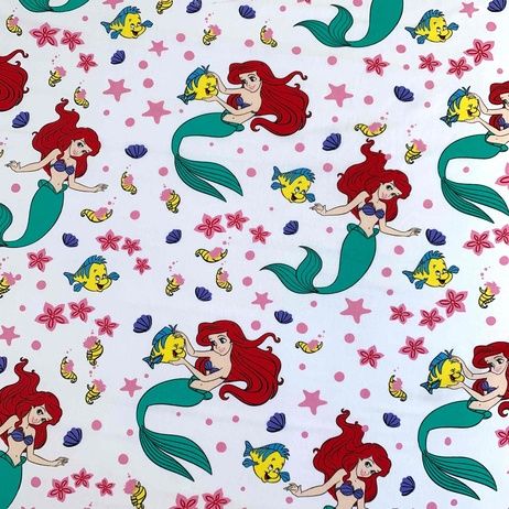 Долен чаршаф с ластик 90/200 Ariel с принт на Ариел и морски герои.