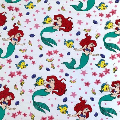 Долен чаршаф с ластик 90/200 Ariel с принт на Ариел и морски герои.