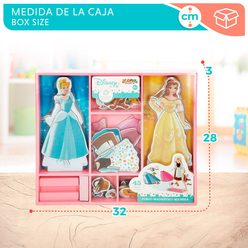 Дървен магнитен комплект Disney Princess - 38 части с фигури и дрехи за игра и развлечение