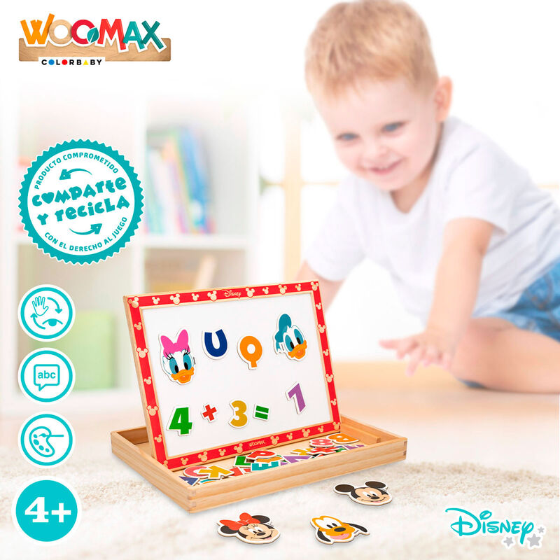Дървена магнитна дъска Disney Mickey Mouse - 48 части с образователни играчки за деца и забавление в учене.