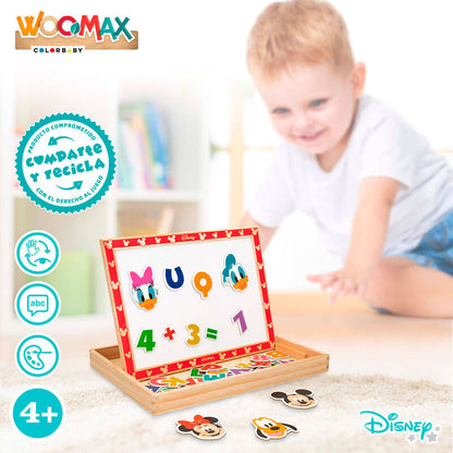 Дървена магнитна дъска Disney Mickey Mouse - 48 части с образователни играчки за деца и забавление в учене.